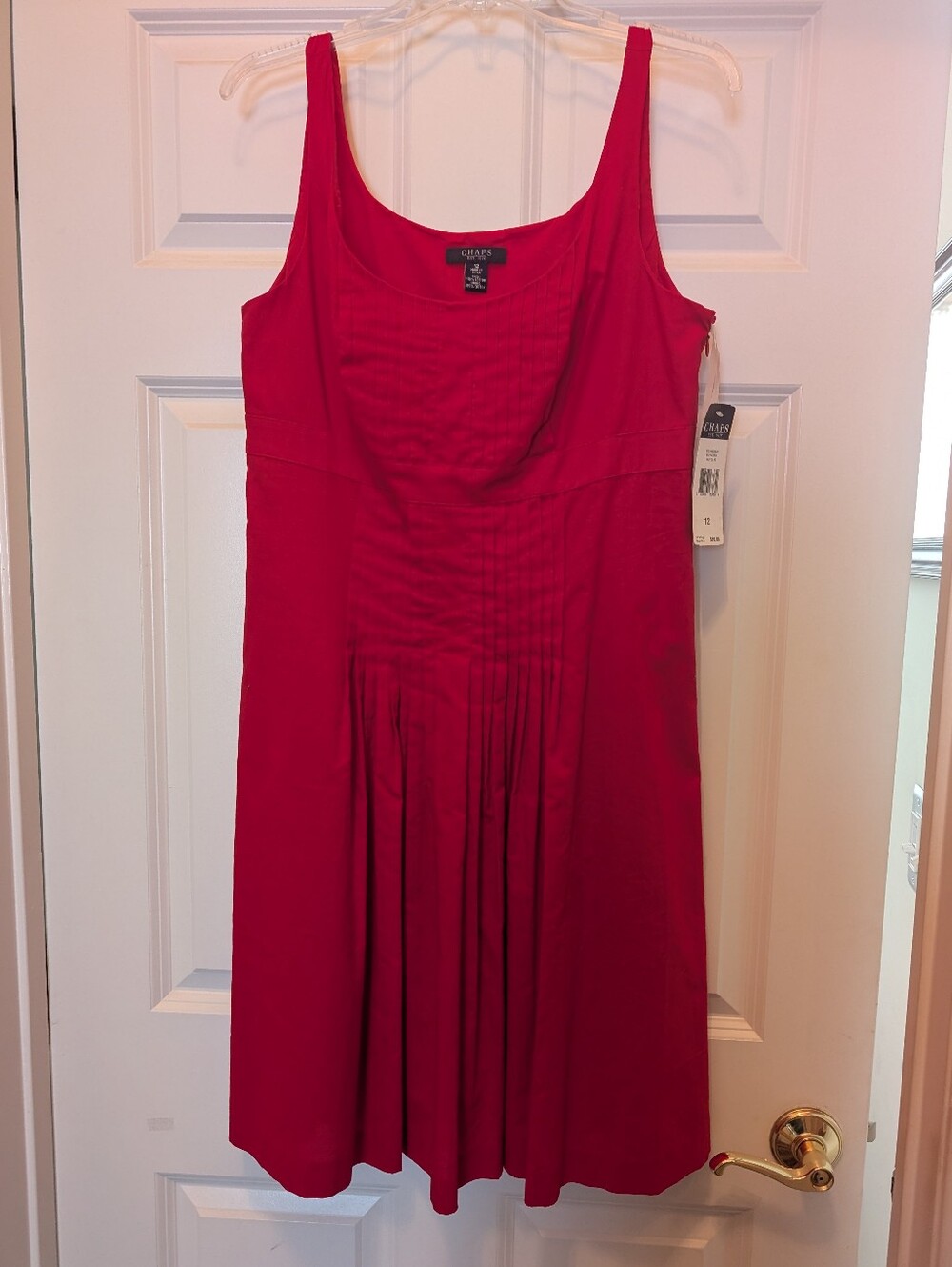 Chaps Bright Red Pleated-Front Mini Dress
